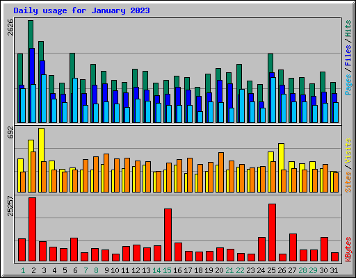 Daily usage for January 2023